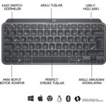 LOGITECH MX KEYS MINI MINIMALIST KABLOSUZ BLUETOOTH AYDINLATMALI Q TR KLAVYE SİYAH 920-010504 - Görsel 3