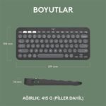 LOGITECH K380S PEBBLE KEYS 2 ÇOKLU CİHAZ ÖZELLİKLİ BLUETOOTH TÜRKÇE Q KLAVYE GRİ 920-011859 - Görsel 3