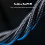 AUKEY CB-NCL1-BK NAYLON ÖRGÜLÜ 3A 480MBPS TYPE-C LIGHTNING KABLOSU 1.8MT - Görsel 2