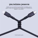 AUKEY CB-NCL1-BK NAYLON ÖRGÜLÜ 3A 480MBPS TYPE-C LIGHTNING KABLOSU 1.8MT - Görsel 3