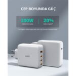 AUKEY PA-B7S-WH 100W DÖRT BAĞLANTI NOKTALI PD GAN DUVAR ŞARJ CİHAZI - Görsel 2