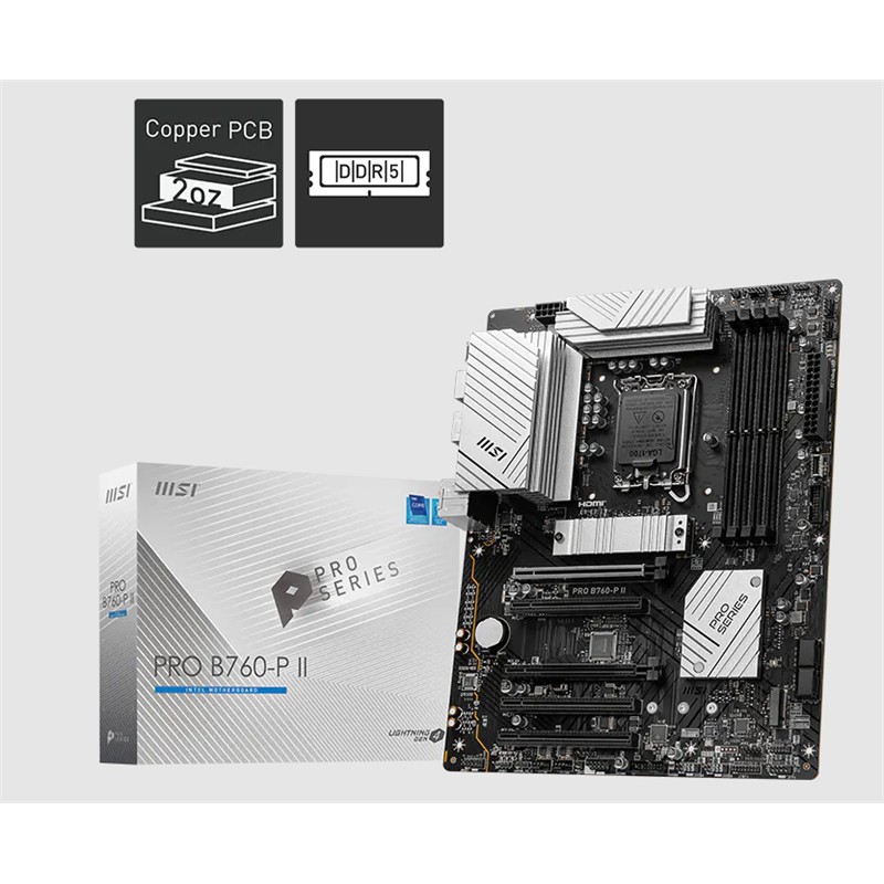 AA203MSI0059_76827 MSI PRO B760-P II DDR5 7200MHZ 1XHDMI 1XDP 2XM.2 USB 3.2 ATX 1700P (12. / 13. VE 14. NESİL İŞLEMCİ UYUMLU) - Görsel 1