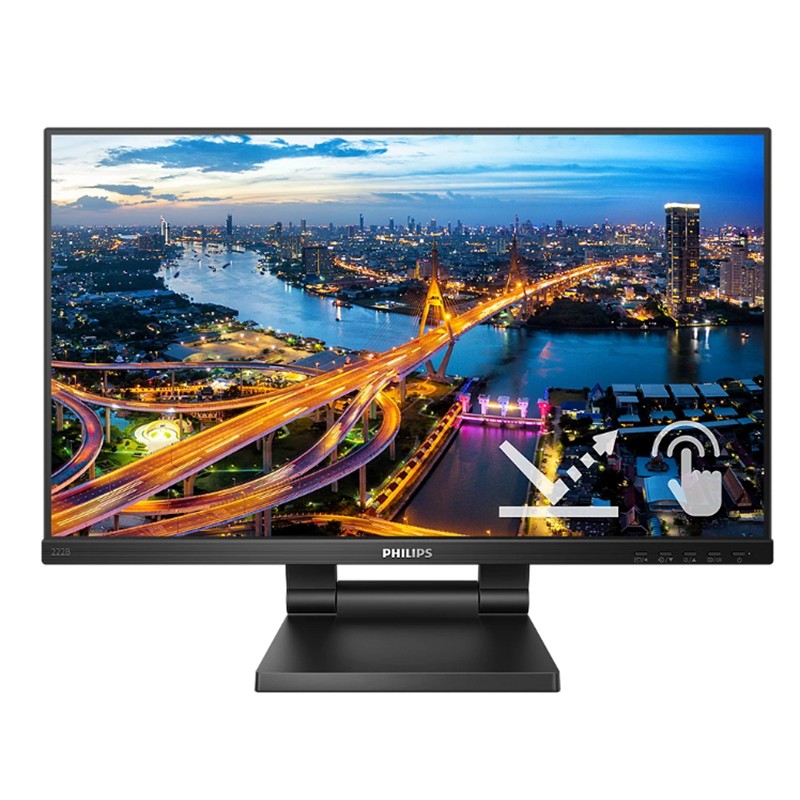 CE100PHI0282_76782 21.5 PHILIPS 222B1TC/00 IPS 4MS 75MHZ 1XVGA 1XHDMI 1XDP 1XUSB 3.2 FHD 1920X1080 HOPARLÖR DOKUNMATİK EKRAN VESA SİYAH - Görsel 1