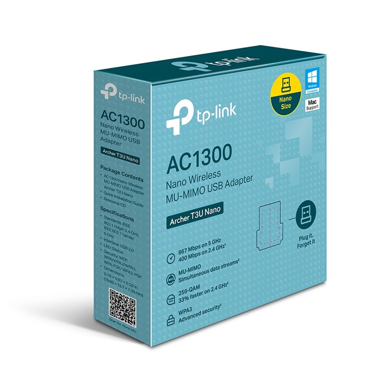 NE110TPL0032_73633 TP-LINK ARCHER T3U NANO AC1300 KABLOSUZ USB ADAPTÖR - Görsel 1