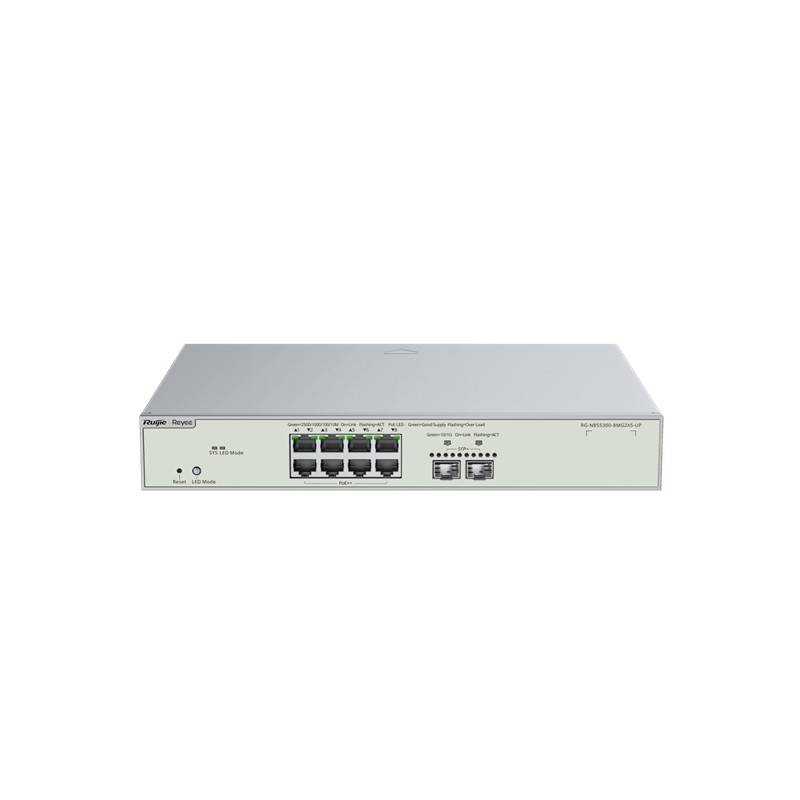 NS106REY0003_79015 RUIJIE REYEE RG-NBS5300-8MG2XS-UP 8 PORT 8X2.5GE + 2X1GB SFP LAYER3 370W POE YÖNETİLEBİLİR SWİTCH - Görsel 1
