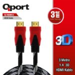 QPORT Q-HDMI3 3 METRE ALTIN UÇLU HDMI KABLO 1.4V