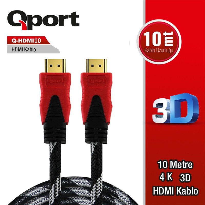 TK140QPT0010_78810 QPORT Q-HDMI10 10 METRE ALTIN UÇLU HDMI KABLO 1.4V - Görsel 1