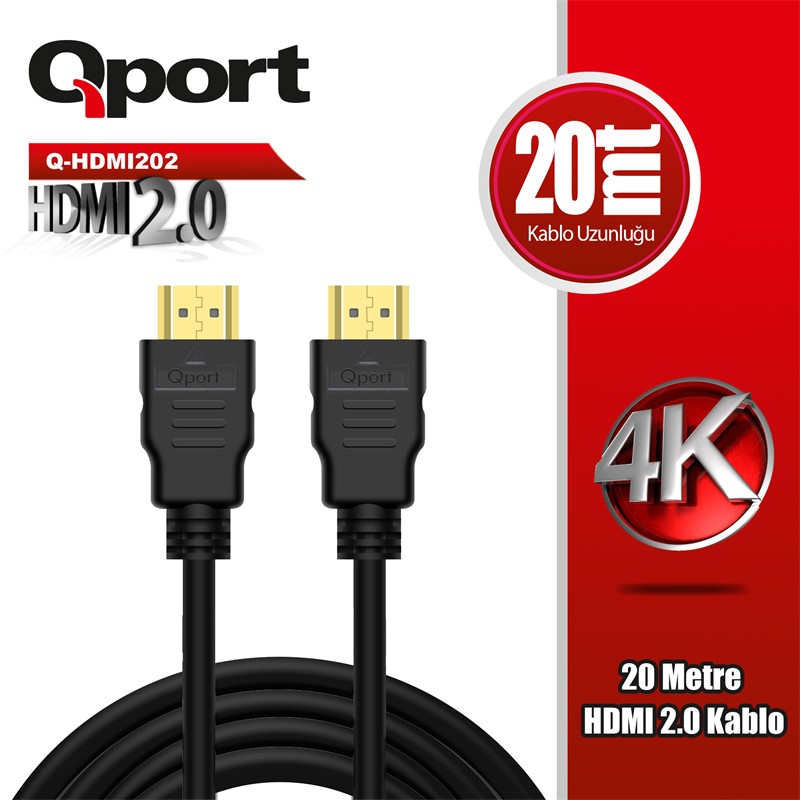TK140QPT0011_78811 QPORT Q-HDMI202 HDMI 2.0 VERSİYON 4K 60HZ 20 METRE KABLO - Görsel 1